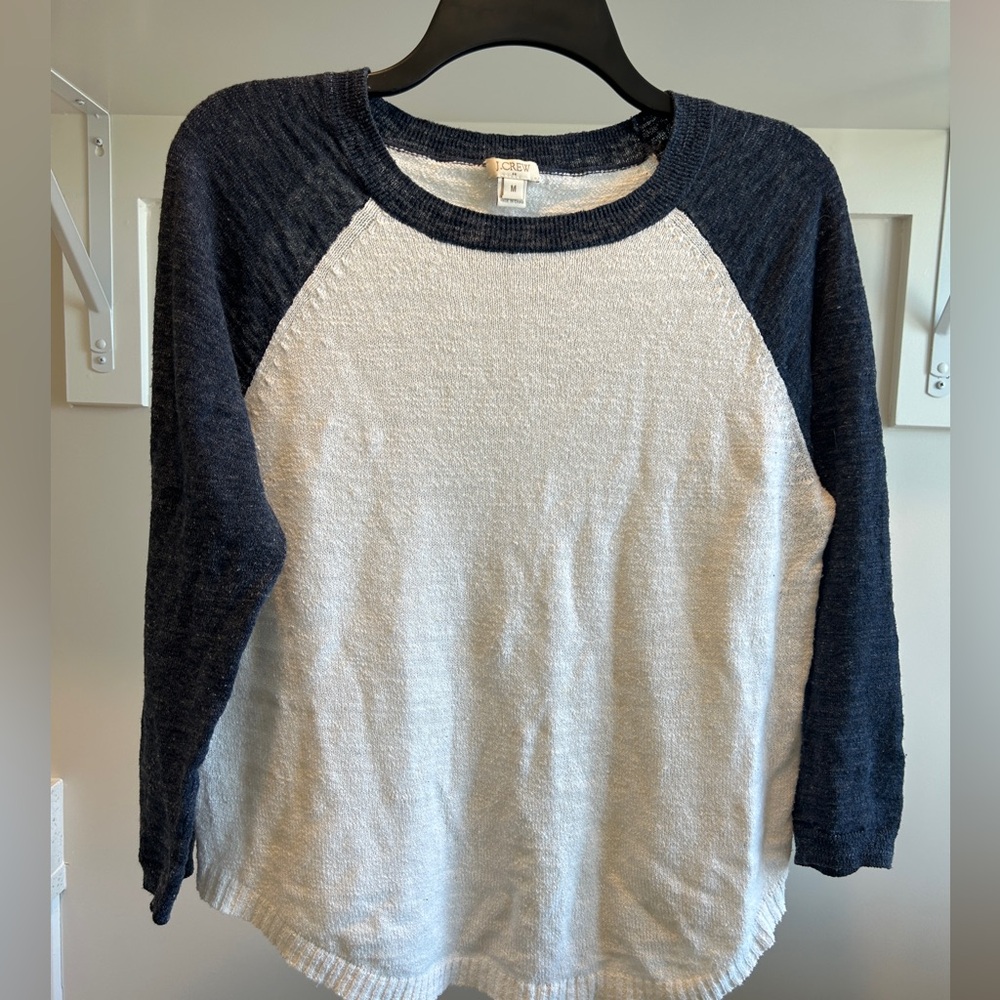 J. Crew Navy and White Baseball Knit Sweater